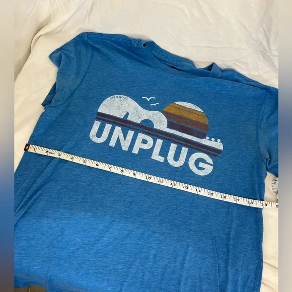 Blue Life is Good Graphic T-Shirt with Unplug Design - Picture 3 of 4